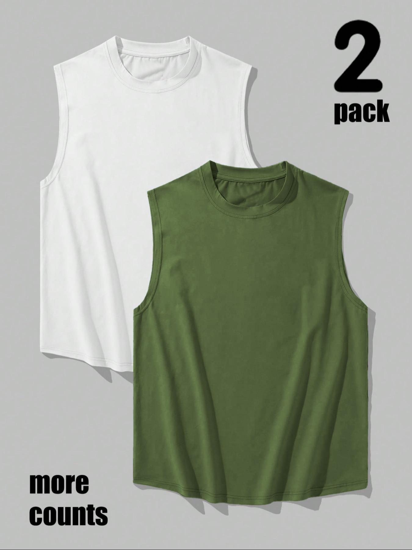 Men's Basic Solid Round Neck Sleep Tank Top, Regular Fit Casual Comfy Sleeveless Pajama Top for Summer, Women's Sleepwear