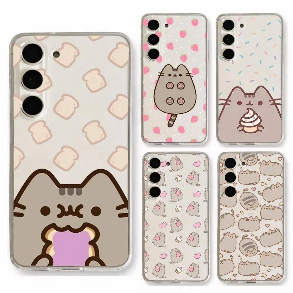 Kawaii P-Pusheens Phone Case Ultra Clear Phone Case For iPhone 17 Promax 17Air 16 Plus 15 14 13 12 11 Pro & Samsung Galaxy S26 Ultra S25 S24 S23 FE Plus EDGE Anti-Drop Anti-Fall Transparent Shockproof Soft TPU Smartphone Back Cover
