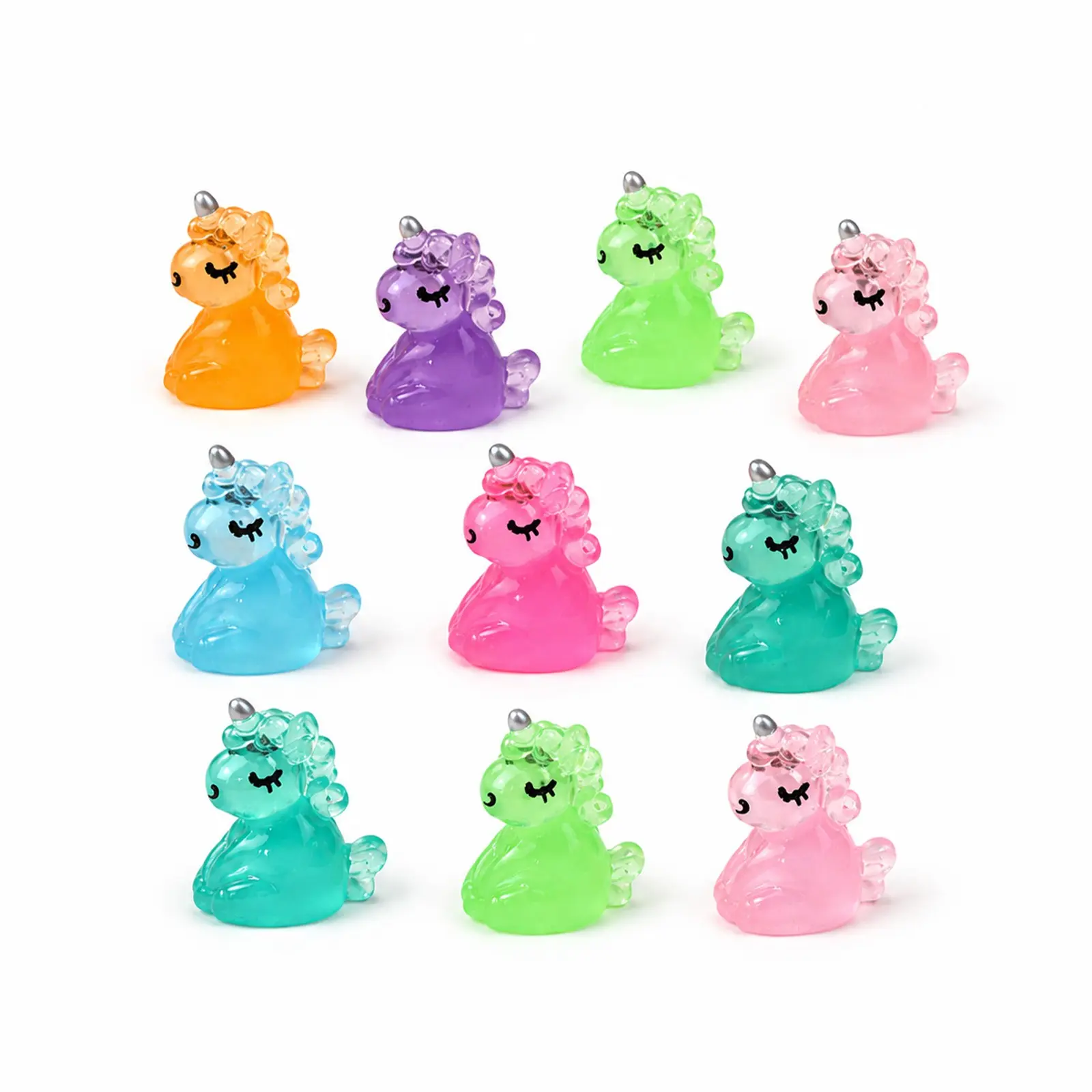 Luminous Mini Resin Magical Unicorn Tiny Unicorn Miniature Figurines Resin Animal Ornaments Glow in The Dark Resin Unicorns Figures for Fairy Garden Accessories Moss Landscape Aquarium Desktop Crafts Decor