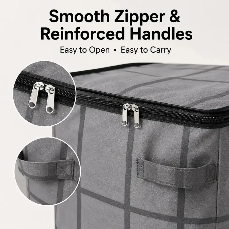 Spacious Moving Storage Bin, Zippered Organizer for Quilts, Bedding & Sweaters, Large Capacity Fabric Bag for Moving Day, Closet & Bedroom Use