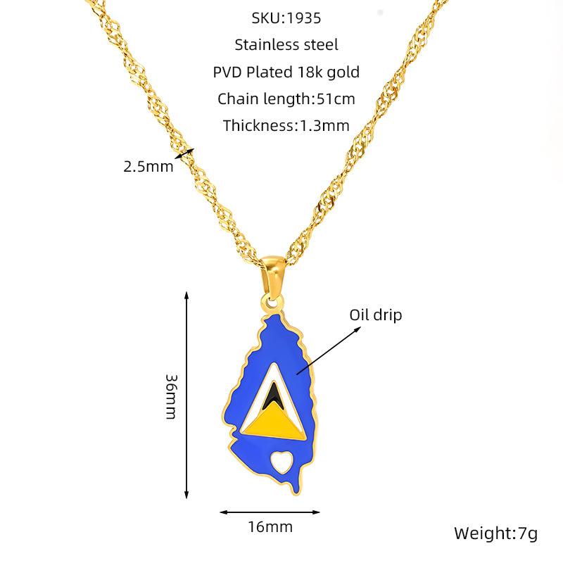 Various Countries Map Pendant Necklace Jewelry, Stainless Steel Necklace