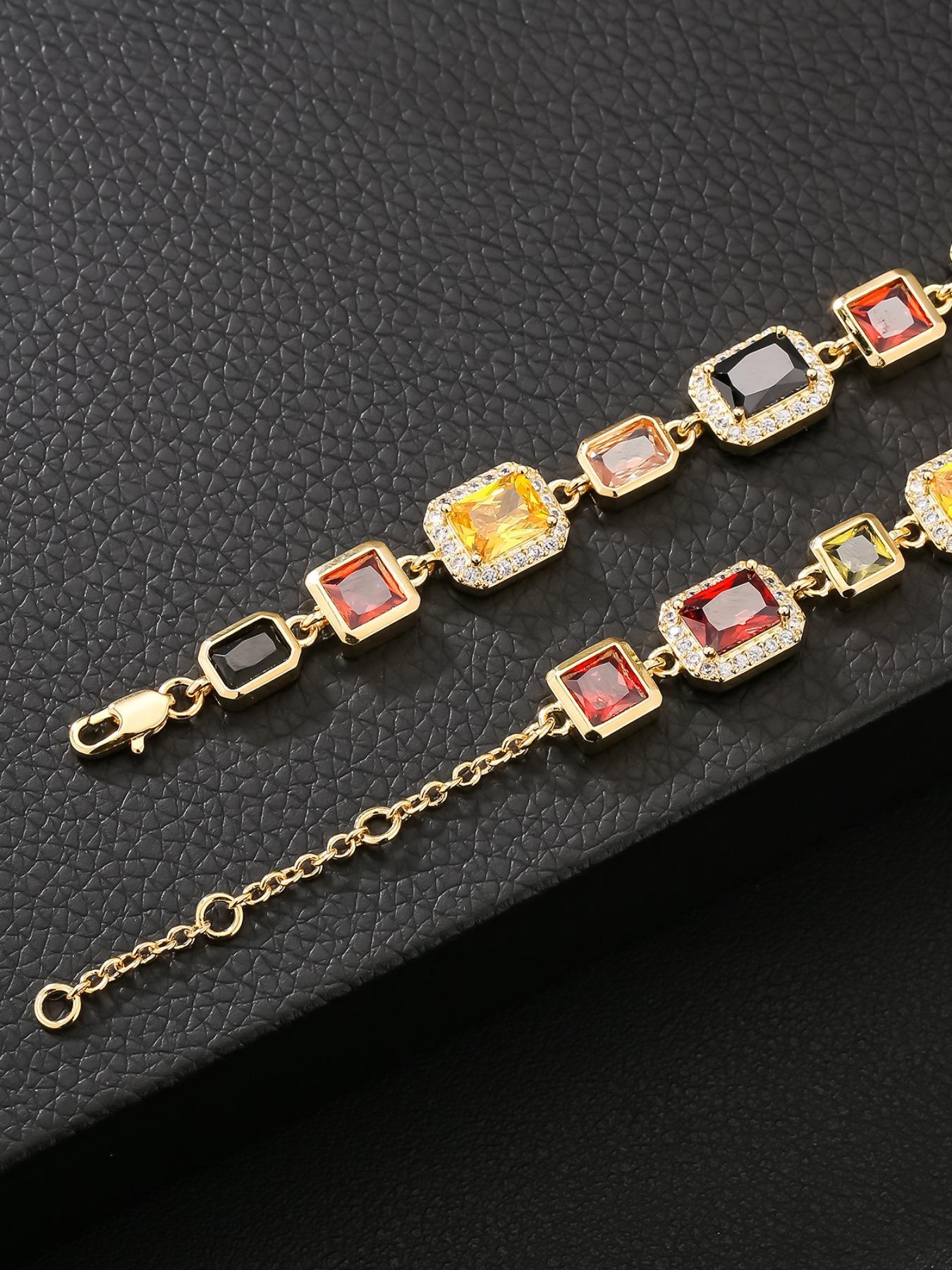 Colorful Rhinestone Decorated Pendant Necklace for Women & Girls, Fashion Jewelry for Party, Daily Clothing Decor, Elegant Rhinestone Necklace