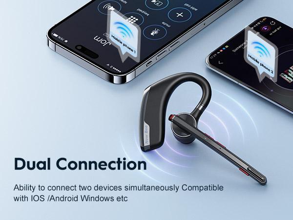 New bee Bluetooth Trucker Headset, Wireless Bluetooth Earpiece for Cellphone with 500mah Charging Case 80h Playtime V5.2 Dual Mic Noise Cancelling Hands-Free Earphones for Office Driver Audio Headphones Earbud Electronic Chargeable