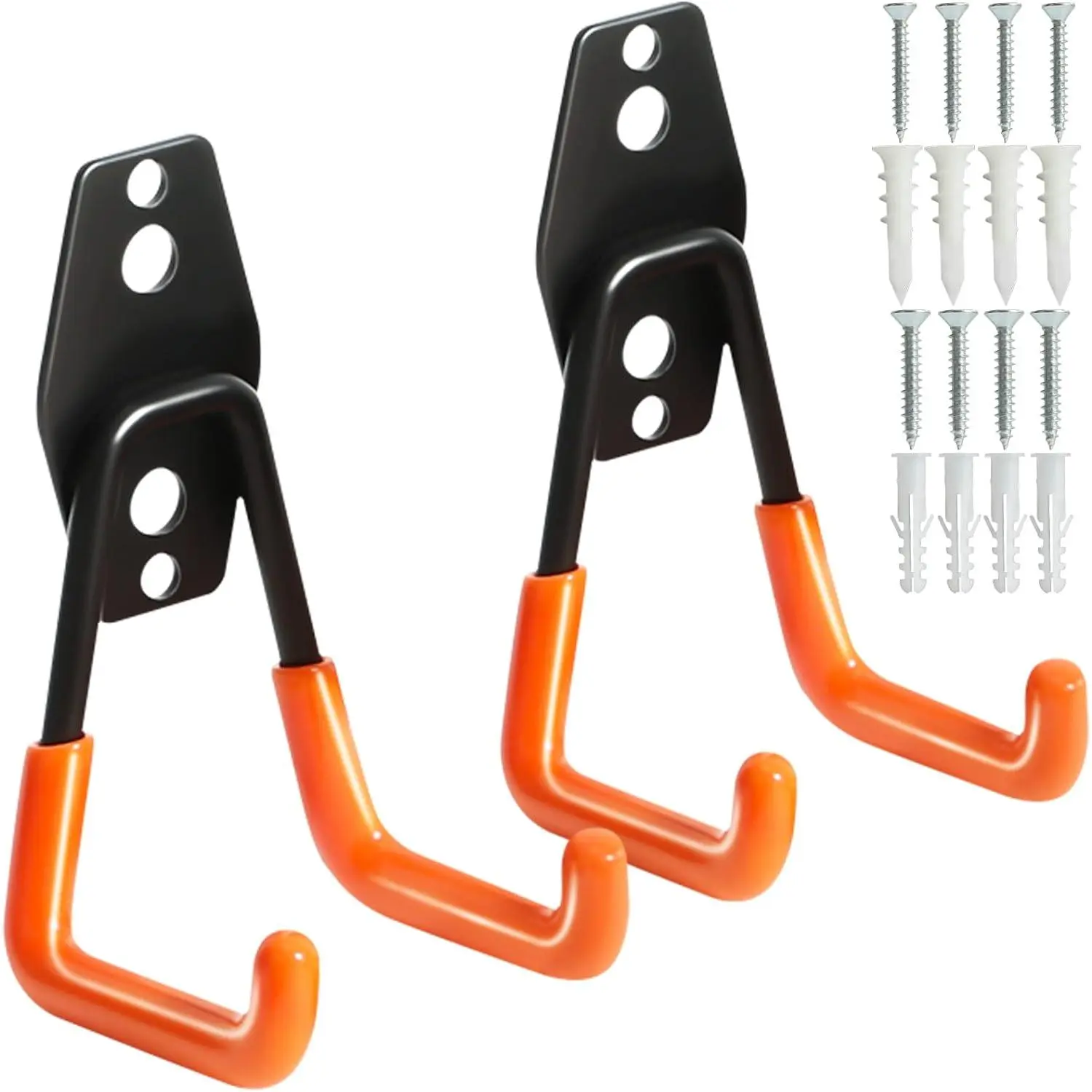 Heavy Duty Wall Hook for , 2 Pack Garage Tool Organizer Wall Mount, Metal Garage Storage Hooks for Ladder,Extension,Garden Tool, Small Utility Hook, Hose Holder for Outdoor and Indoors