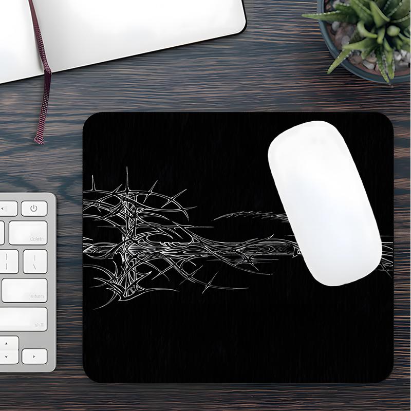 Gothic Thorned Cross Pattern Mouse Pad, Large Gaming Mouse Pad, Aesthetic Desktop Decoration Protective Pad, Non-slip Rubber Pad for Laptop, Desktop Computer Games, Gaming Mousepad