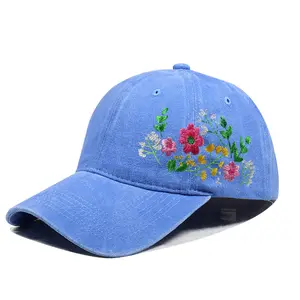 Hat women's duckbill hat embroidery imitation hand embroidery creative casual soft top duckbill hat outdoor protective sunshade hat