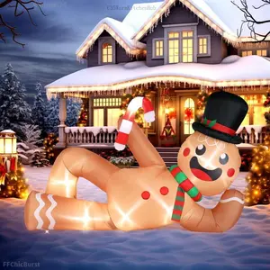 9.8 FT Lighted Christmas Inflatable Decoration, Large Inflatable Lying Gingerbread Man, Funny Blow Up Yard Decorations with Built-in LED Lights for Holiday Party Front Yard Lawn Garden DecorEverlanelnspired17AGripset24 C35WarmKitchenHub