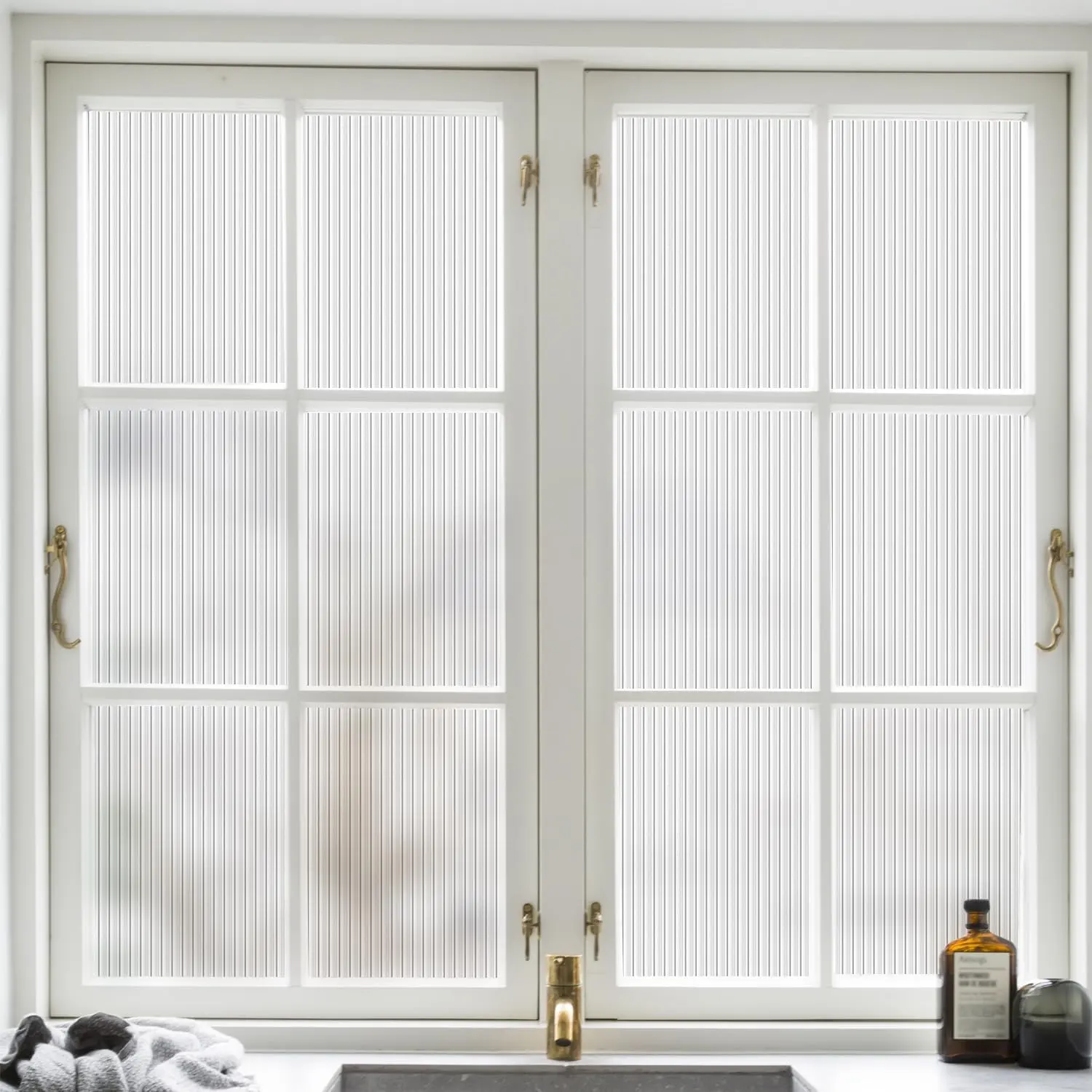 Window  Film Decorative Reeded Glass Window Film 23.6x78.7 Inch Frosted  Window Film for Door  Vinyl Windows Covering Non Adhesive UV Blocking Window Sticker for Bathroom Office