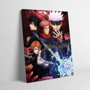 Jujutsu Kaisen Group Poster Canvas Wall Art Gojo Satoru Yuji Megumi Nobara Assemble Art Print Cool Japanese Anime Manga Character Wall Decor for Gaming Room Boy Bedroom Otaku Fans Unframed
