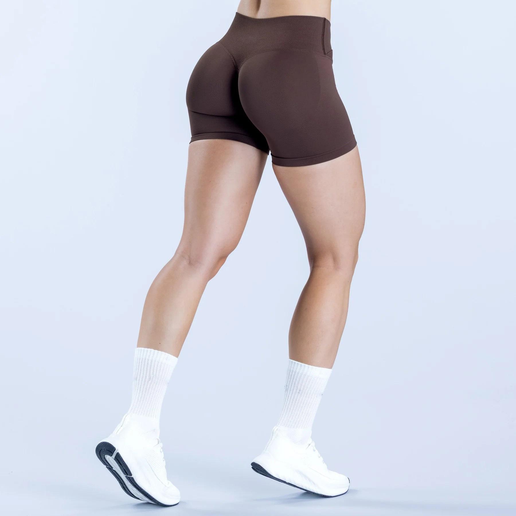 Women's Seamless Yoga Shorts  Cross Waist Ruched Booty Lifting Low Rise Gym Fitness Training Bottom