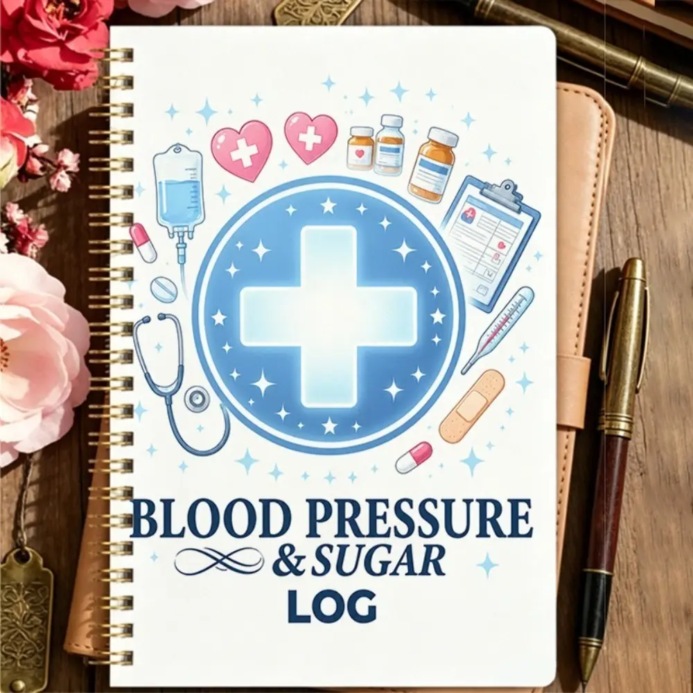 1pc Blood Pressure & Sugar Log Book, Portable Daily Health Tracker Journal for Recording Blood Glucose and Blood Pressure Readings, Ideal for Diabetics, Hypertensive Patients and Health-conscious Individuals to Monitor Health Stat