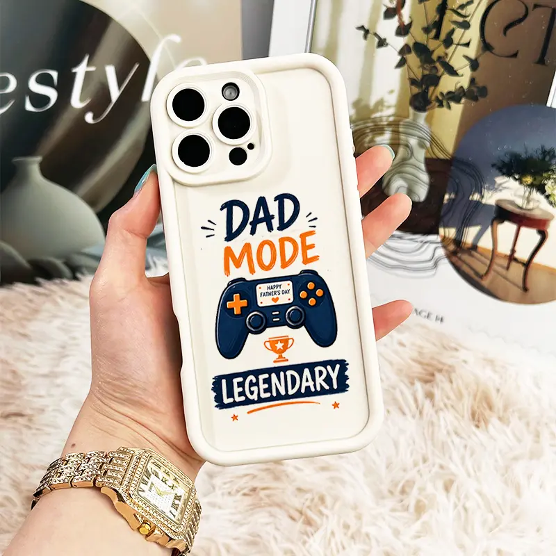 Dad Mode Legendary Gamer Smartphone Case - Aesthetic Mobile Phone Accessory, Handheld Video Game Controller Design, Father’s Day Gift for iPhone 17/16/15/14/13/12/11/X Plus Pro Max, Shockproof, Water Resistant, Lightweight, Comfortable Grip Casing