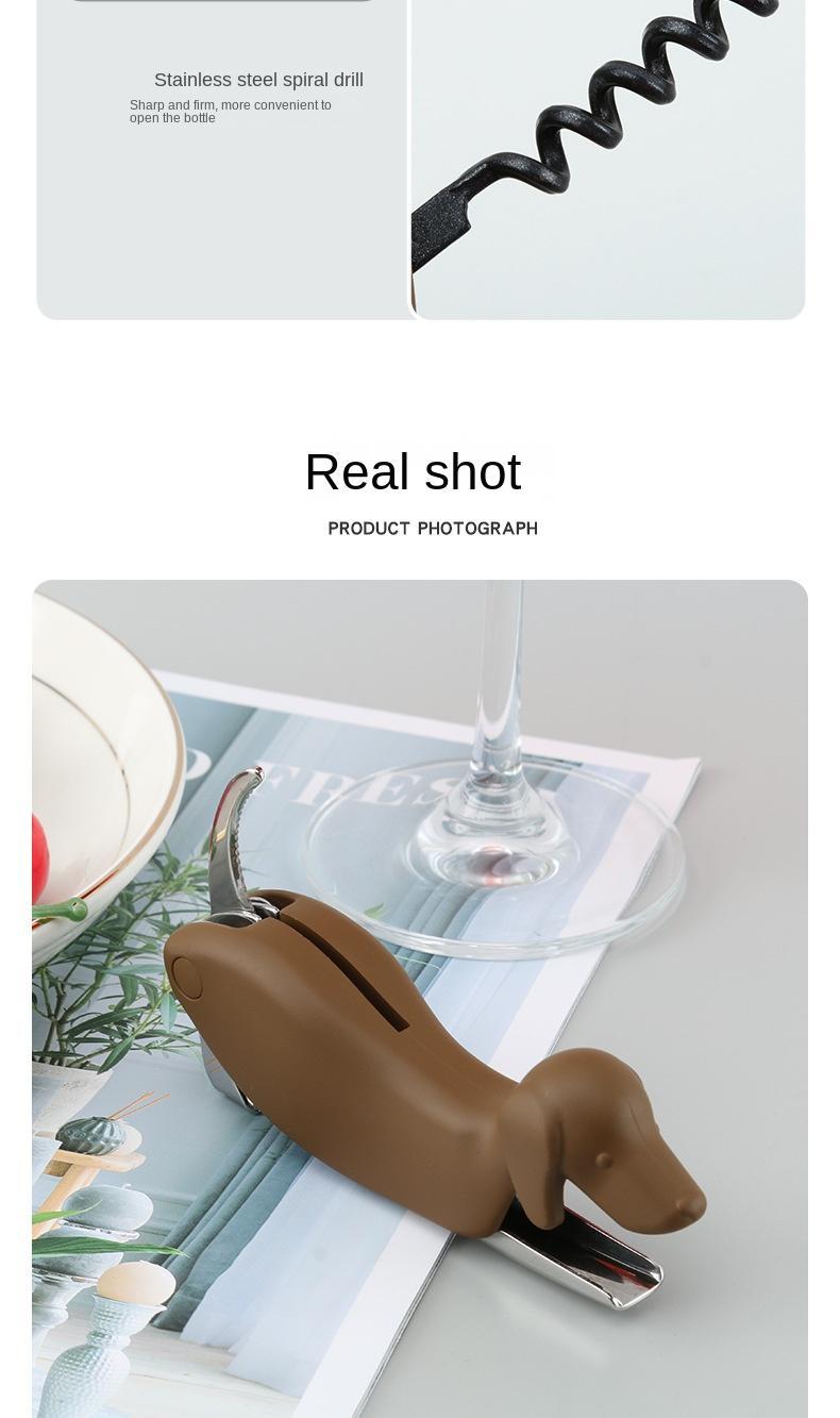 Dog Wine Bottle Opener Corkscrew with Foil Cutter Beer Opener Manual Wine Key for Servers Waiters Bartender and Home Bar Use