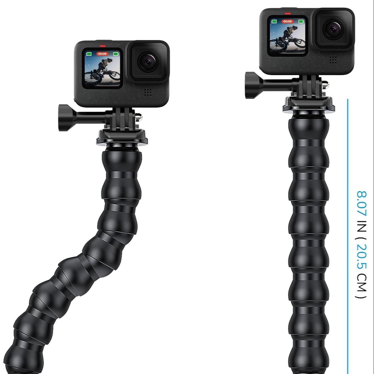 Flexible Shark Clamp Heavy-Duty Mount for Smartphones & Action Cameras, Versatile Gooseneck Grip Stand with Adjustable Base