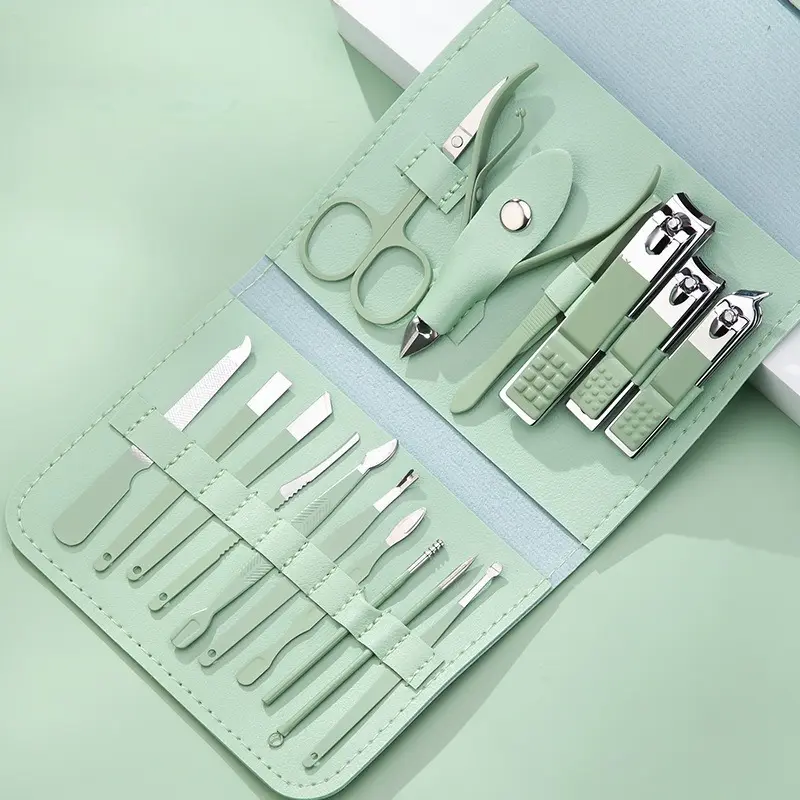 16-Piece Stainless Steel Nail Clipper Kit Toolset, Professional Manicure & Nail Care Tools with Clippers, Scissors, Cuticle Trimmer, Portable Size Grooming Accessories for Home Travel (Men & Women)