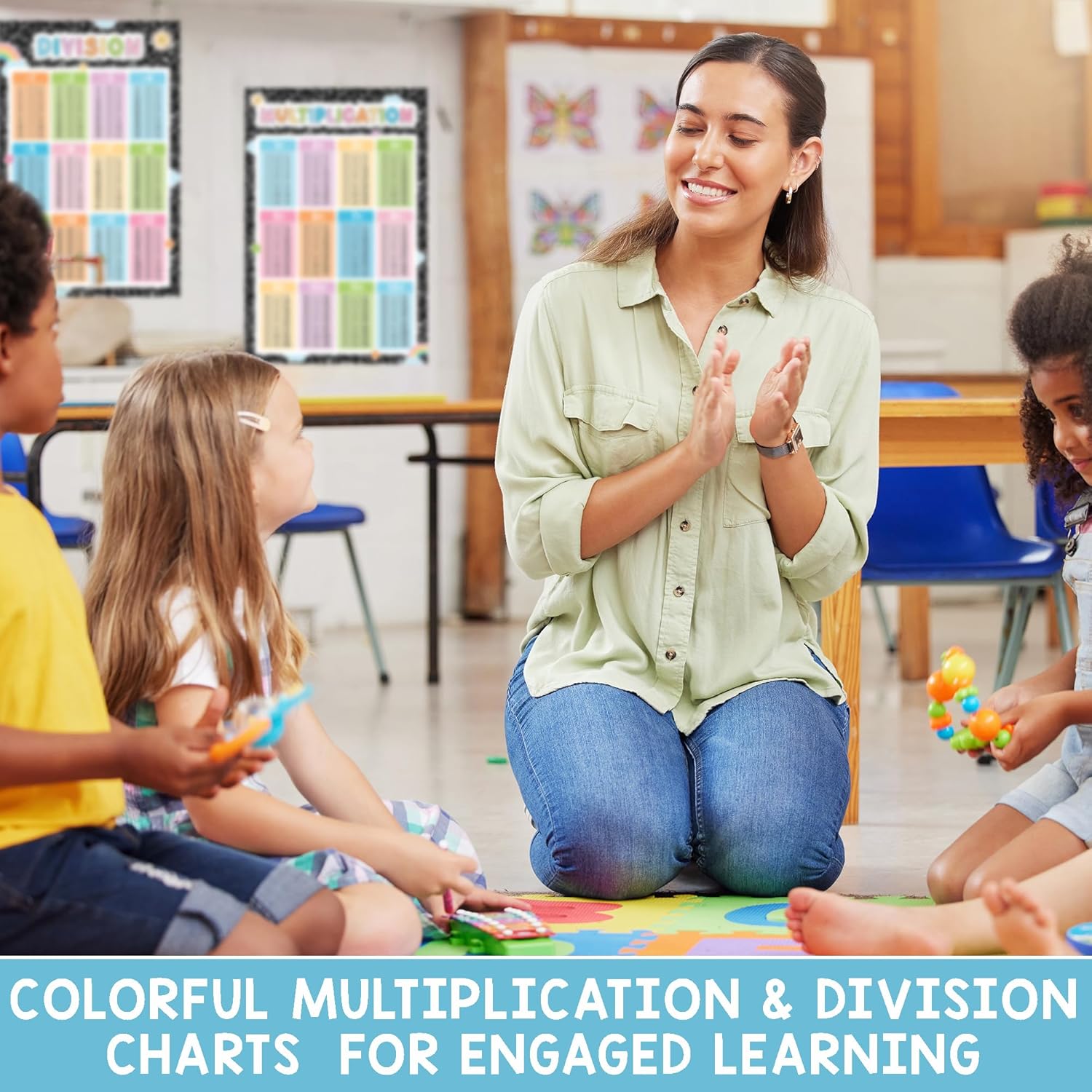 Multiplication Chart, 2 count Educational Math Posters for Classroom, Laminated Multiplication & Division Poster,  To School Mathematics Bulletin Board  Haves, Composition Notebook