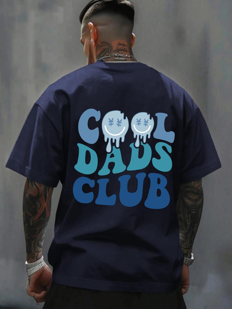 Men's Regular Fit Cool Dads Club Figure Print Round Neck Tee, Casual Short Sleeve Crew Neck T-shirt for Daily Wear, Fashion Men's Top for All Seasons, Tropical, Casual Style Tee