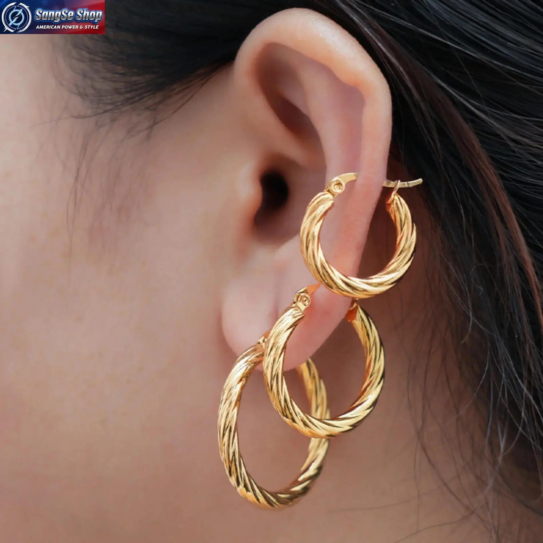 3Pairs 18K Gold Plated Twisted Wire Earrings, Stainless Steel Minimalist Hoop Earrings, Sleek Lightweight Daily Ear Accessories, Elegant Fashion Jewelry for Women, Stylish Earrings for Holiday, Festival, Party, Anniversary & Gift Giving
