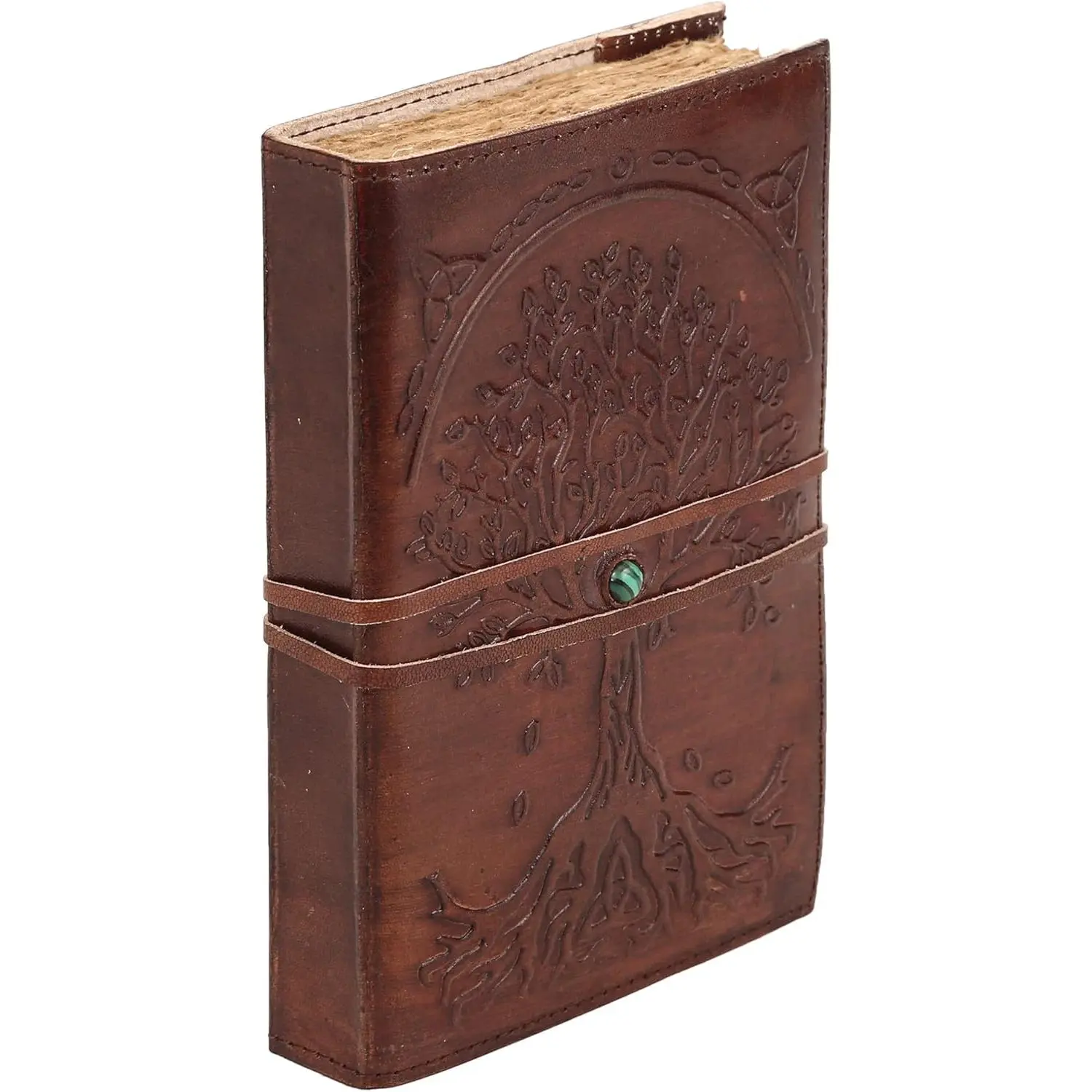 Lined Paper Tree of Life Handmade writing Notebook Diary Leather Bound Daily Notepad for women and men Writing pad for Artist Sketch (6 x 8, deckle edge tan)