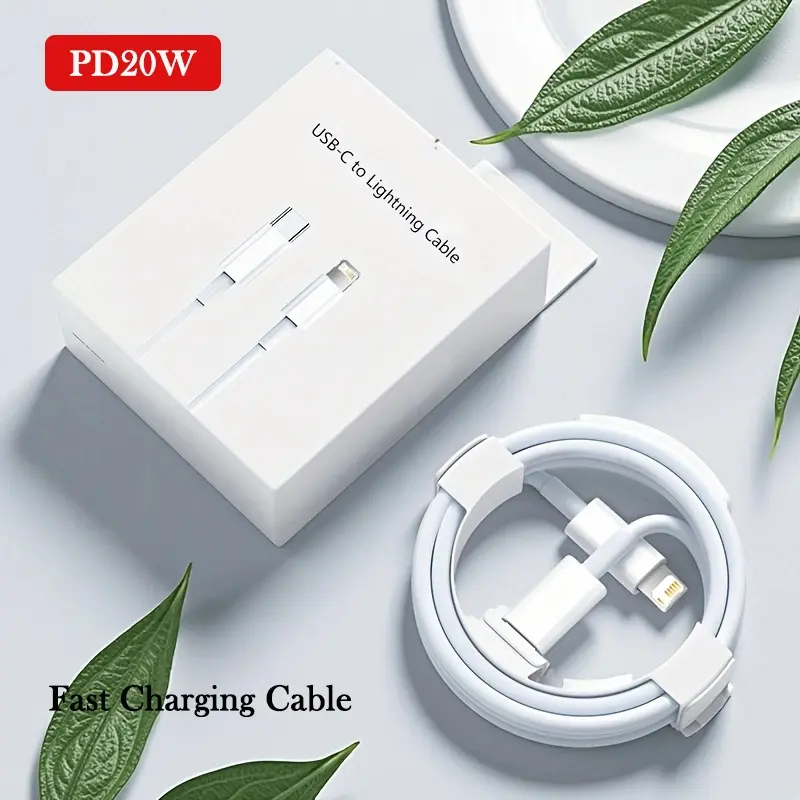PD C to Lightning Fast Charging Data Cable, High-Quality PD Charging Cable, Original Box, Compatible with iPhone 14/11/12/13/10 Pro/X/XS/XR/8 Plus, Headphones, iPod Accessories, Cellphone