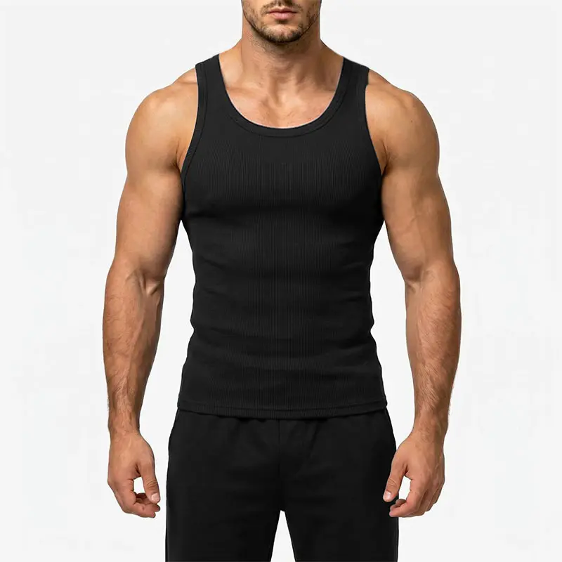 Men's Ribbed Tank Tops 3-Pack - Breathable, Quick-Dry Sleeveless Athletic Undershirts for Summer Workouts