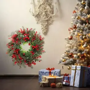 Luxury Christmas Wreath - Large Elegant Door Decoration Wreath, Festival Featured Recommendation, Durable Plastic Artificial Wreath, Suitable for Indoor/Outdoor Holiday Decorations
