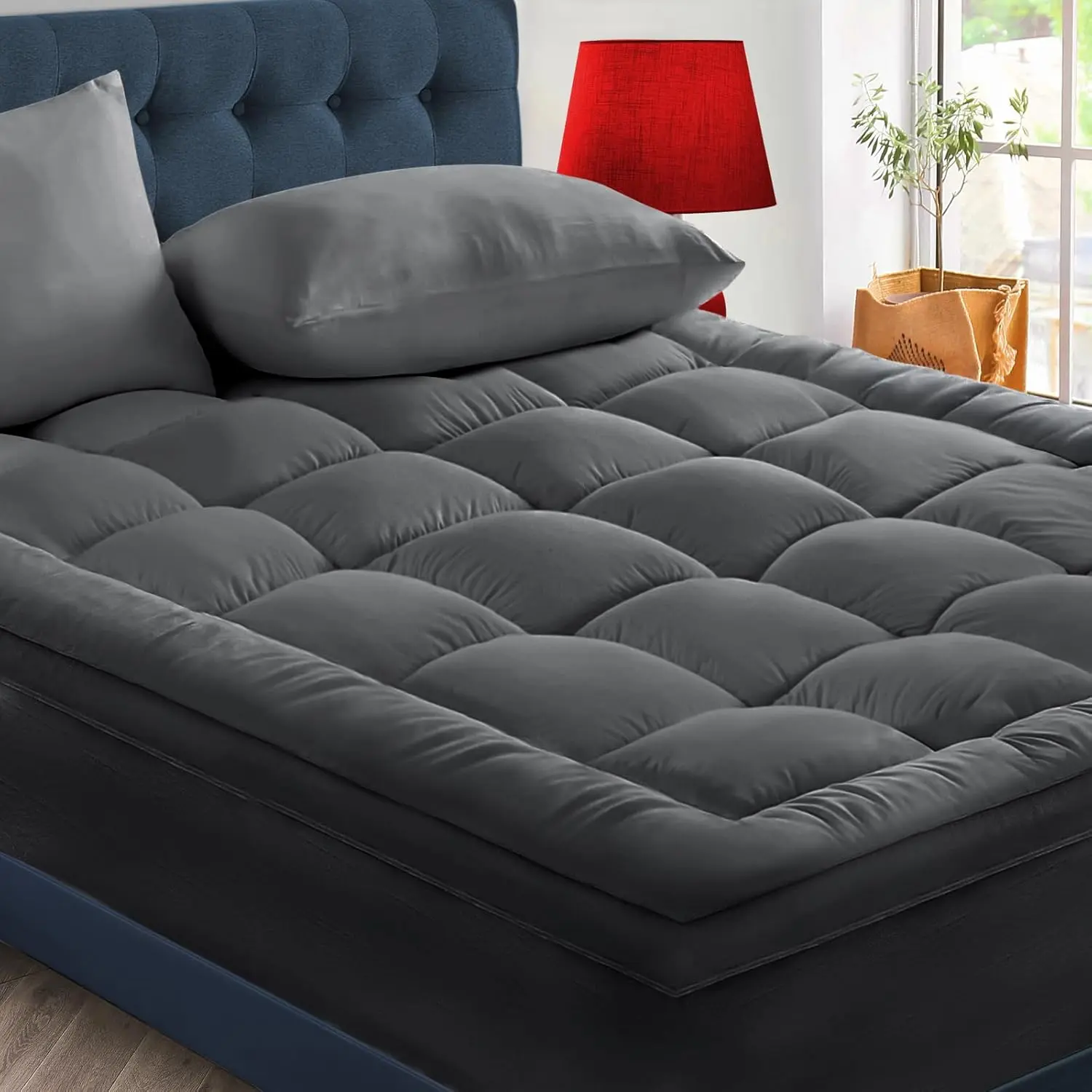 Mattress Topper Queen Size - Thick Cooling Mattress Pad Cover for Back Pain - Soft Mattress Protector Firm Bed Topper Pillow Top with 8-21 Inch Deep 3D Snow Down Alternative Fill