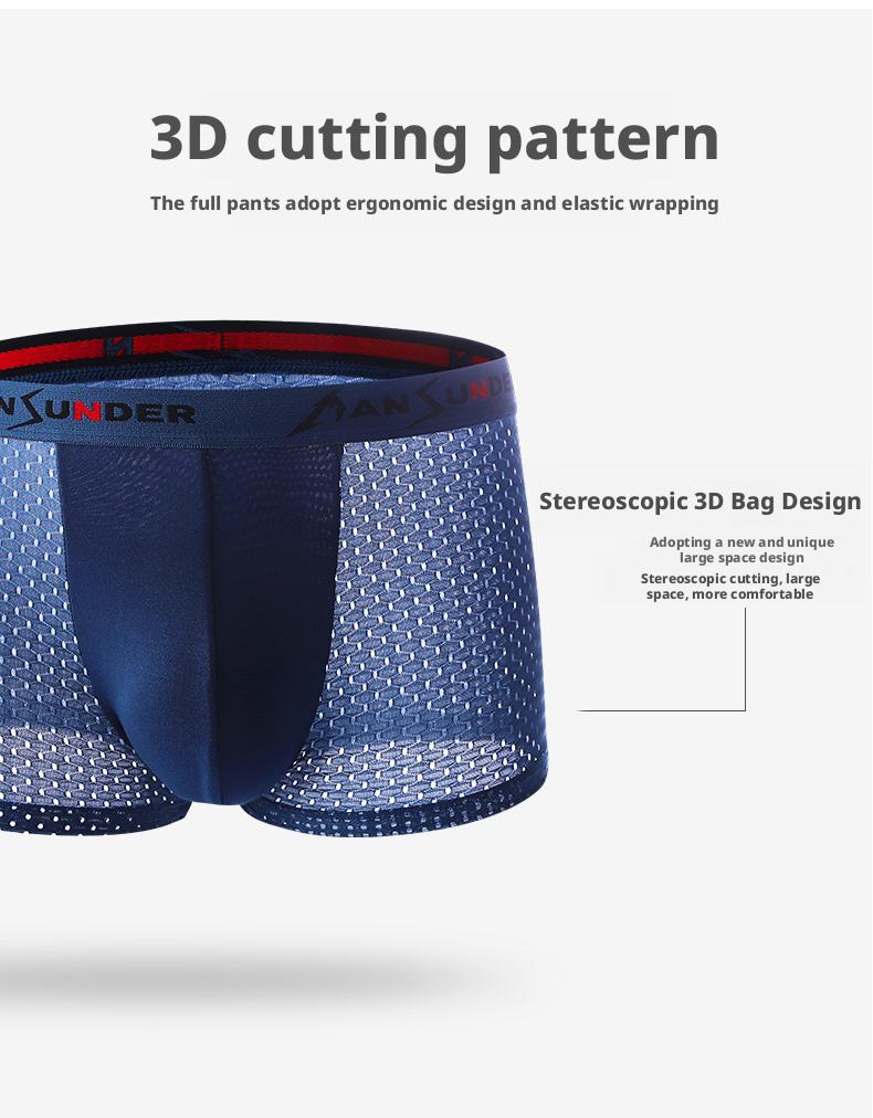 Men's Ice Silk Breathable Mesh Boxer Briefs Ice Silk Bamboo Fiber Moisture Wicking Quick Dry Soft Comfortable Cool Anti Odor Underwear For Summer Daily Wear Workout Gym Sports Casual Hot Weather 4 Pack Multicolor