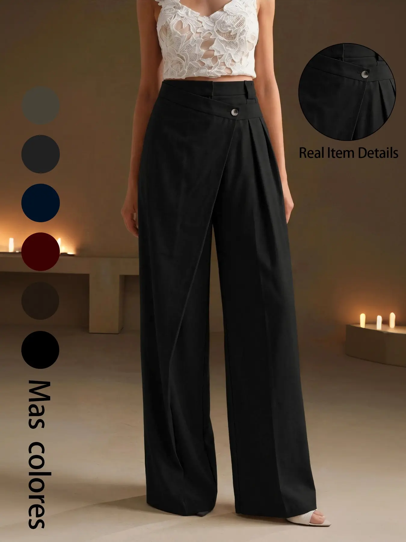 Women's New Fashion Asymmetric Hem High-Waisted Straight Leg Casual Pants, Perfect for Work and Commute, Comfortable and Stylish
