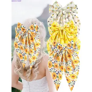 3pcs ladies' sunflower bow bowknot hair clip cute bee oversized bow hair clip suitable for New Year parties, vacations, holiday gifts, daily leisure hair accessories hair clip Flower Hair Clips Hair Clip Set