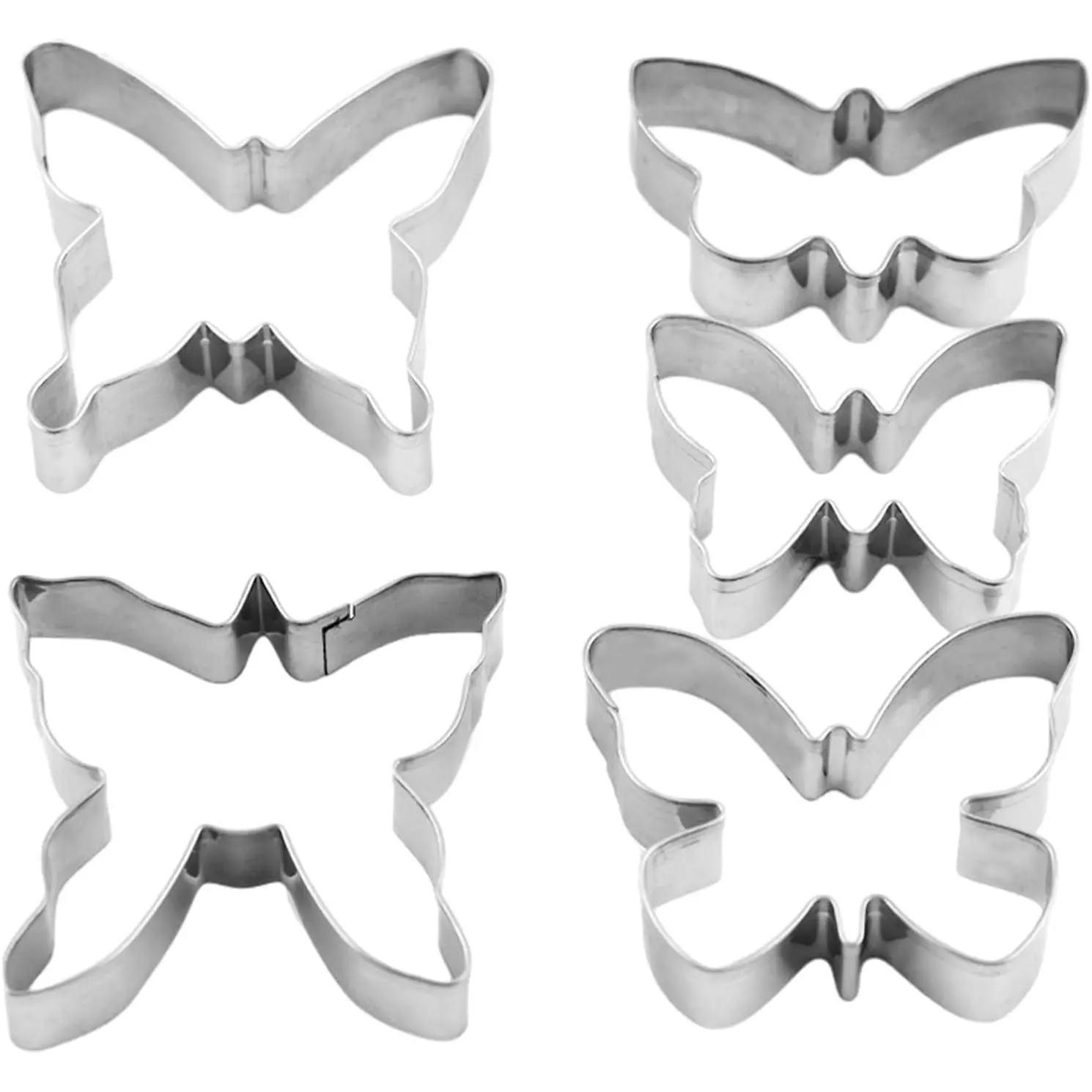 Butterfly Cookie Cutters, 5 count Stainless Steel, 1.5-3 In | Butterfly shaped cutters for cookie dough, fondant, sandwiches, bread, cheese and soft fruit in  small sizes