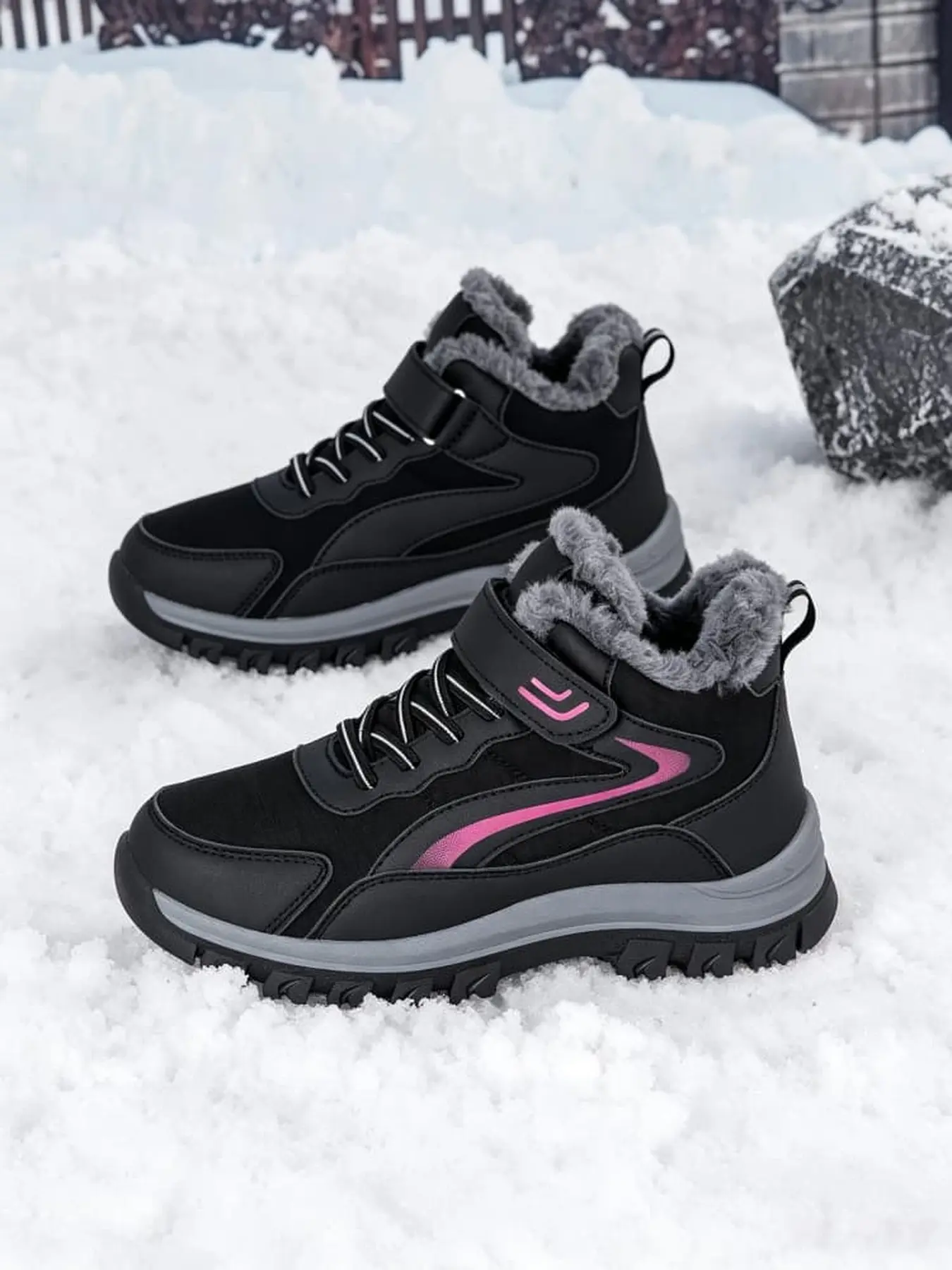 Men Winter Outdoor Snow Boots Minimalist Style Fleece Lined Thickened Non Slip Wear Resistant Ideal For Snow Scenarios Daily Walking Outings