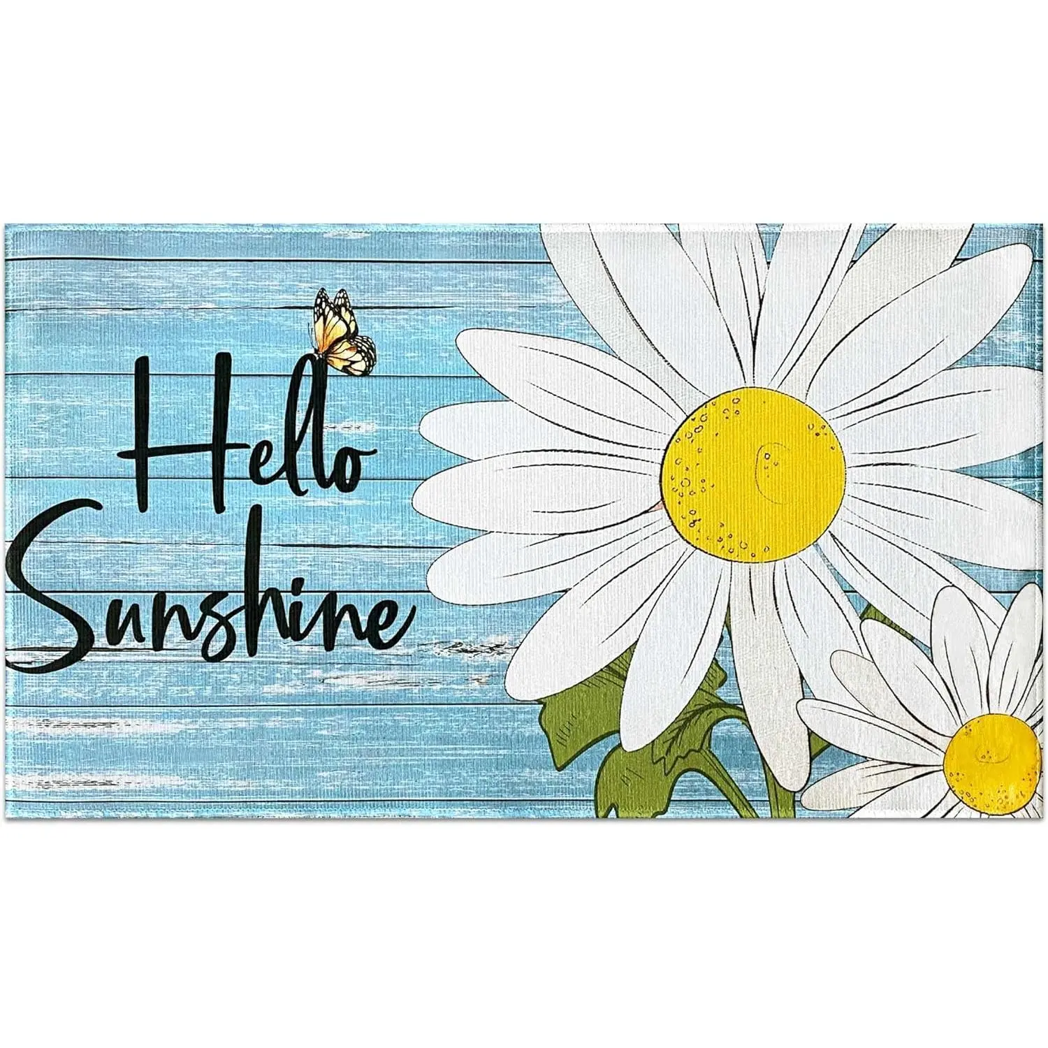 Summer Door Mat Outdoor, Non-Slip Daisy Summer Doormat Summer Decorations for Home, Low Profile Sunshine Summer Welcome Mat Seasonal Rug Indoor Outdoor Summer Decor