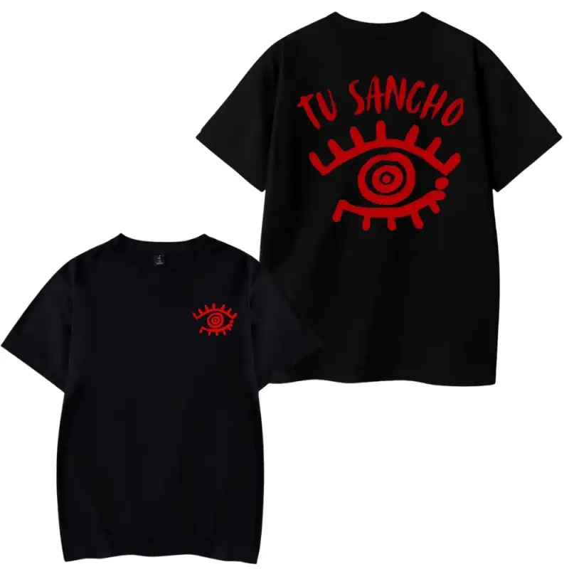 Women's Tu Sancho Streetwear Graphic Tee for Music Lovers, Fuerza Regida 2-Sided Serpent Eye Thermal Print Short Sleeve Top in Soft, Sweat-Wicking Cotton, Shortsleeve, Fabric, Casual, Fitted Cut, Moisture-Wicking, Simple, Comfortable, T-Shirt, Gentle Wash
