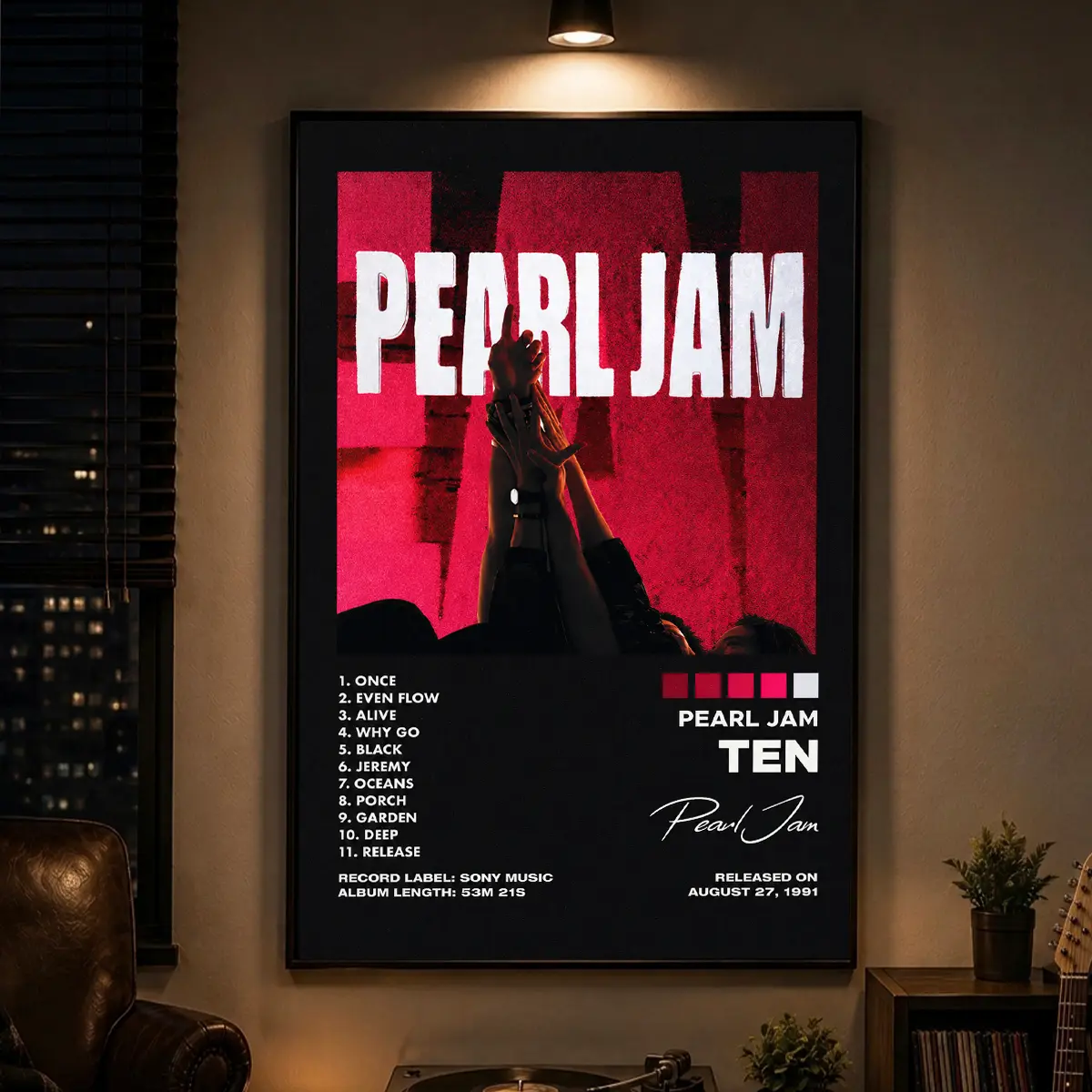 Ten Album Cover Canvas Painting Print Poster, Minimalist Style Art, Aesthetic Wall Decor, Perfect Gift for Music Culture Enthusiasts, Bedroom Decor, Living Room Decor, Music Wall Decor, Album Cover Art, Modern Music Art, Aesthetic Room Decor