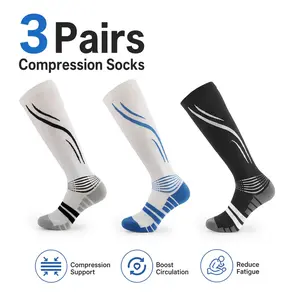 3 Pairs Athletic Compression Socks (20-30mmHg) - Arch Support & Cushioned Sole for Running, Sports, Daily Wear