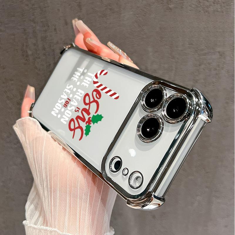 Christmas Jesus Spirit Pattern Phone Case for iPhone 17 Pro Max 16 15 Plus Air 14 13 12 11 E Shockproof Protective Silicone Cover with Full Lens Protection & Four-Corner Drop Guard