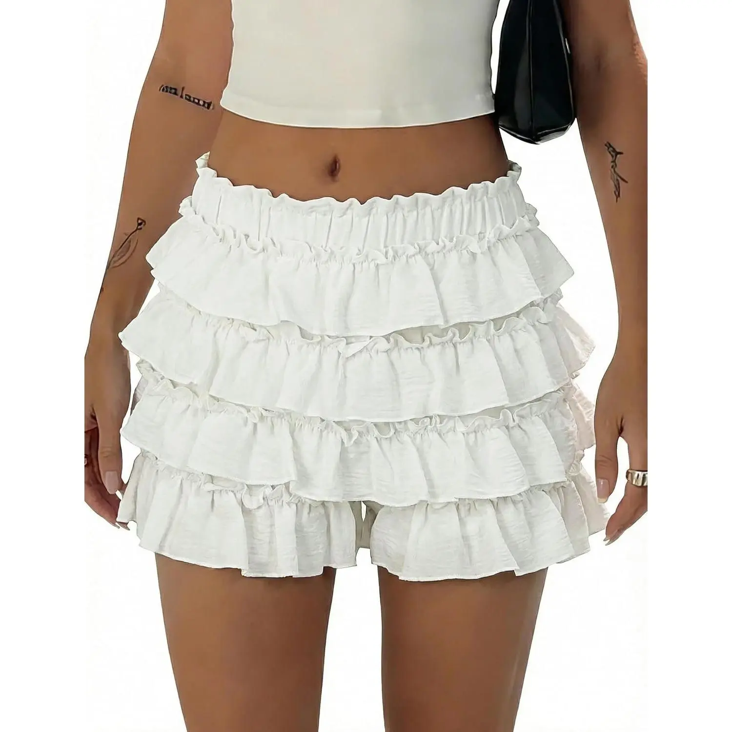Women's Ruffle Shorts Bloomers Micro Y2K Shorts Bloomers for Women Puffy Mini Shorts