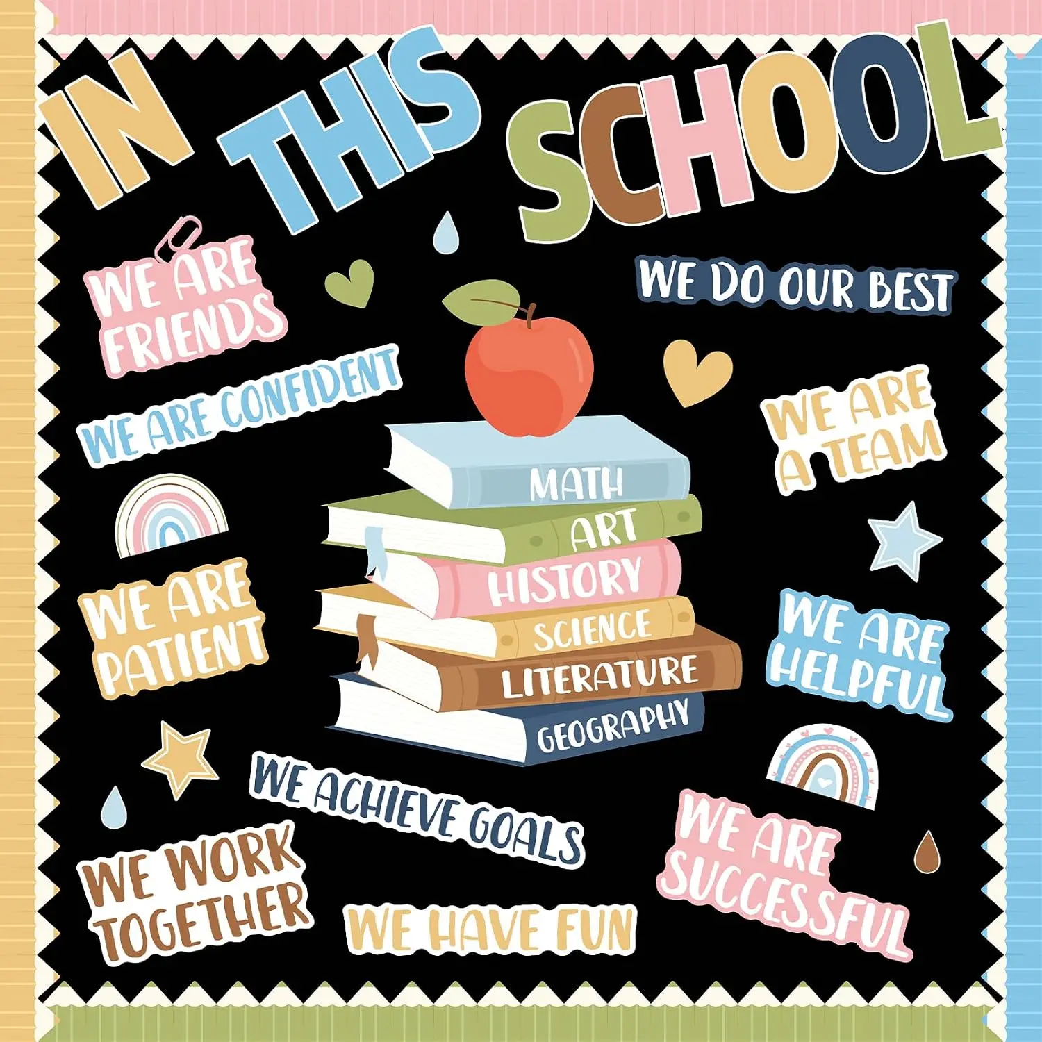Blue Boho Motivational Bulletin Board Set Welcome  to School Affirmation Station Classroom Decorations Set Bohemian in This School Paper Cutouts for Elementary  Classroom Wall Door Supplies