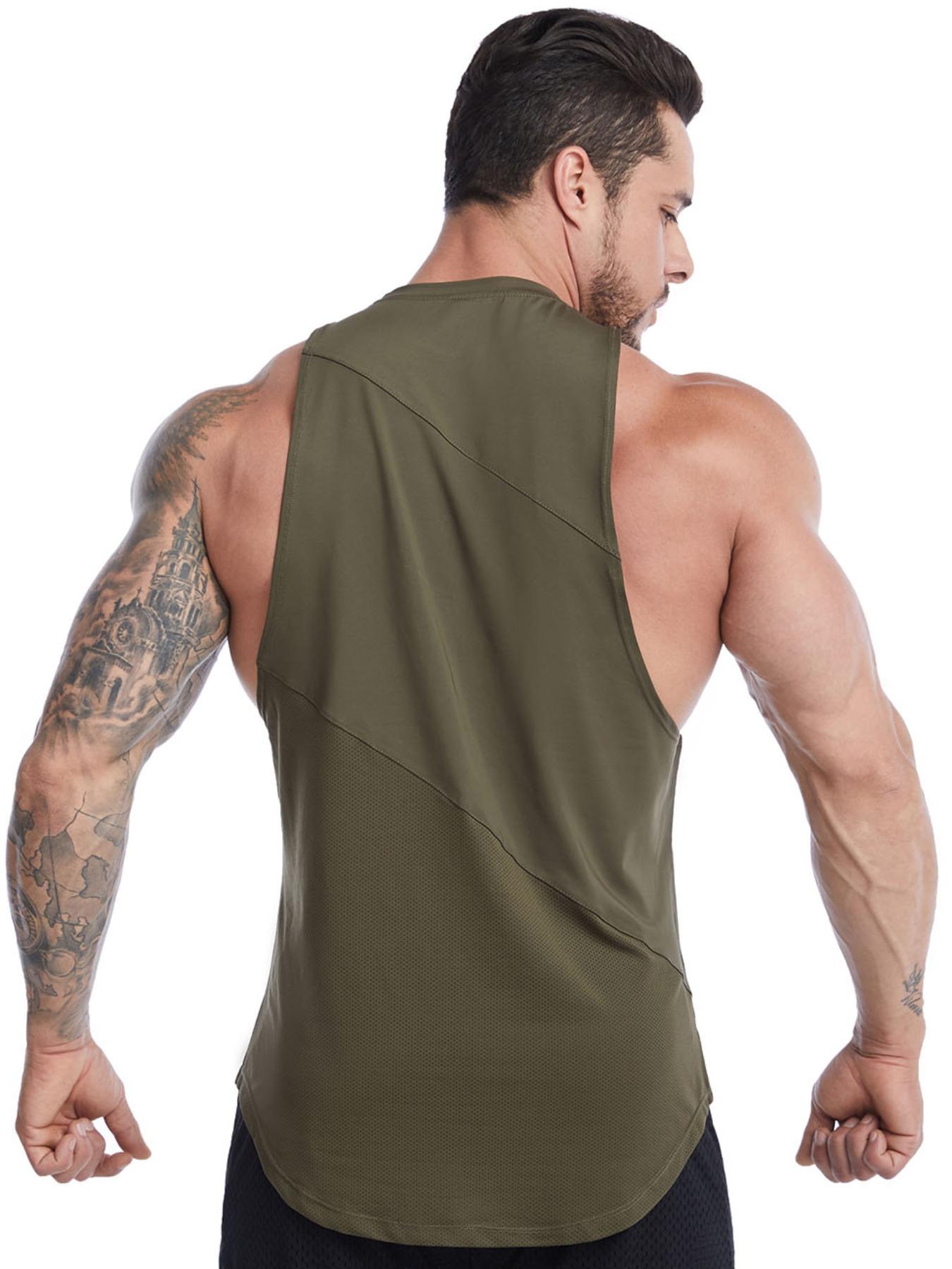 Men's Plain Round Neck Sports Vest, Quick Drying Breathable Loose Tank Top, Mens Clothing, Men's Sportswear for Indoor Outdoor Running, Gym Clothes