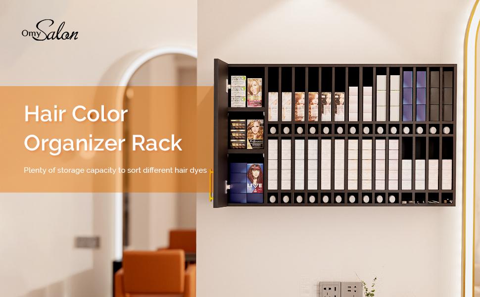 OmySalon Wall Mounted Salon Station, Cabinet with Hair Color Rack, Salon Color Rack Organizer with Adjustable Shelves, Barber Hair Dye Display for Hair Stylist