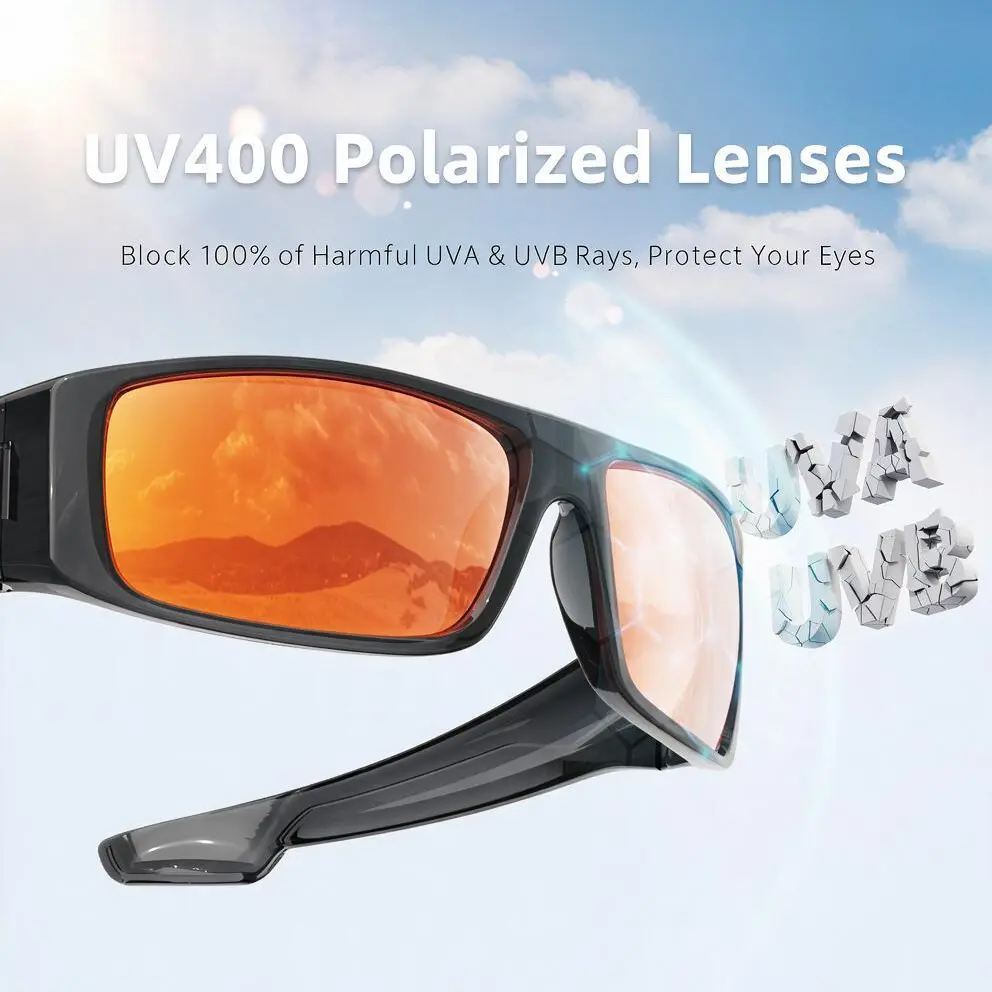 Polarized Wrap-Around Fishing Sunglasses - TR90 UV400 Side-Shield Sports Glasses for Fishing Running & Hiking