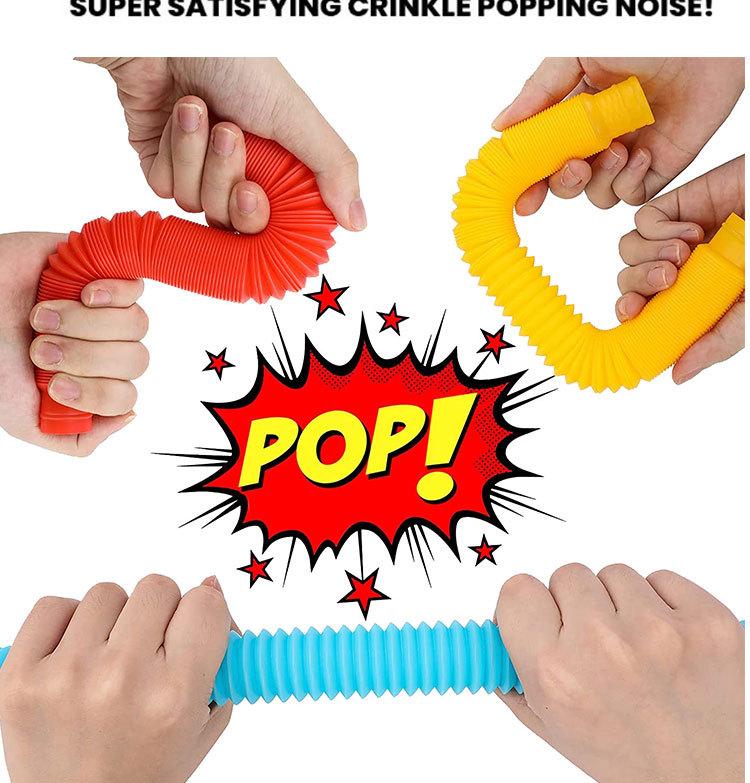 Children's stress-relieving toy telescopic tube, corrugated DIY sensory colorful stretchable tube, stress-relieving toy