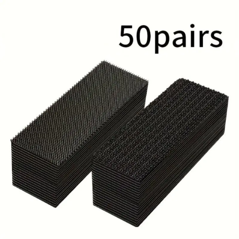 50 Pairs Rectangular Magic Tape Carpet Holders, Dual-Sided High Adhesive, Car Mat Fixer, Home Rug Anti-Slip Grip Patches
