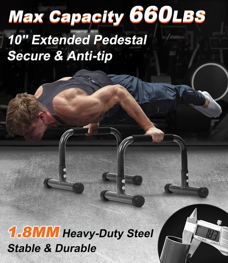 Push Up Bar, 12 Inch High Non-Slip Parallettes Bars & Dip Bars With Foam Handles, Heavy-Duty No Wobbling Calisthenics Equipment For Handstand, L-Sit, Gymnastics, Strength Training Home Gym Use