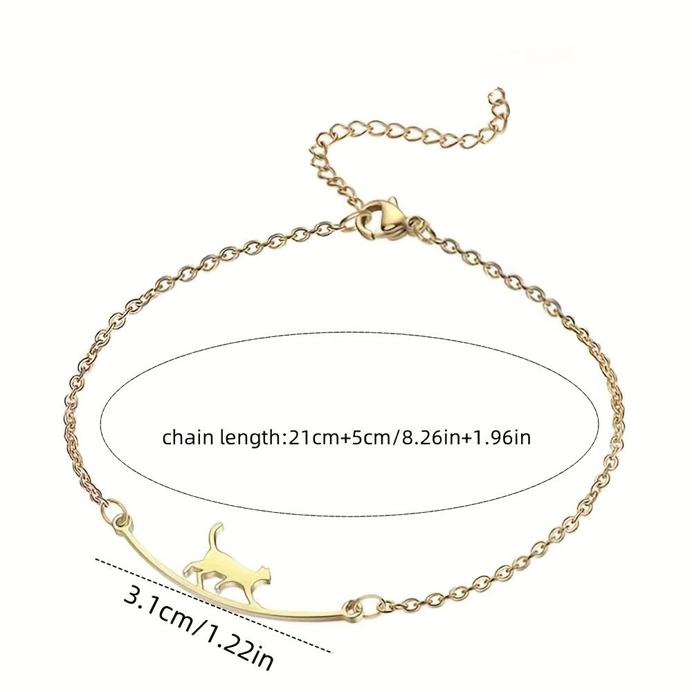 1 piece women's beach stainless steel cat anklet, adjustable ankle bracelet jewelry, summer beach cute animal jewelry anklet, Christmas gift for lovers