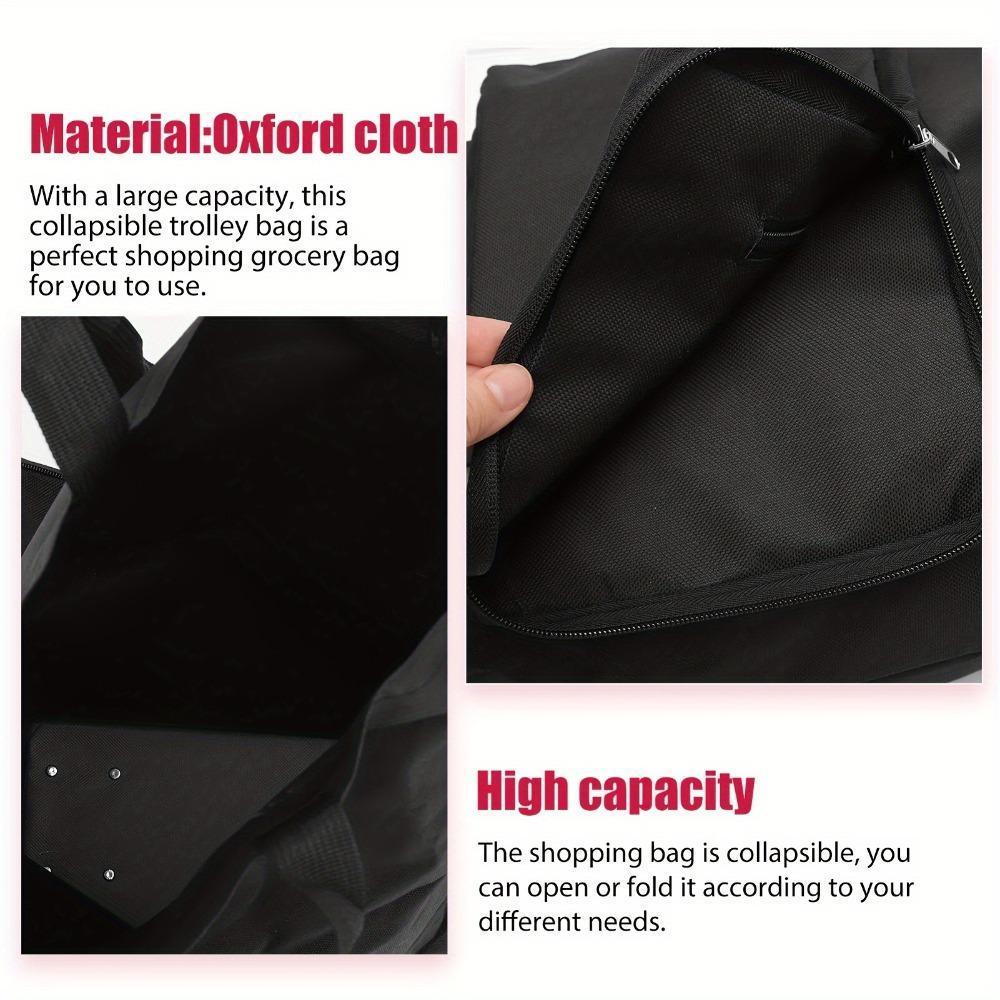 Foldable Rolling Shopping Bag with Wheels, Large Capacity Reusable Trolley Tote for Groceries, Laundry & Travel, Lightweight Space-Saving Design
