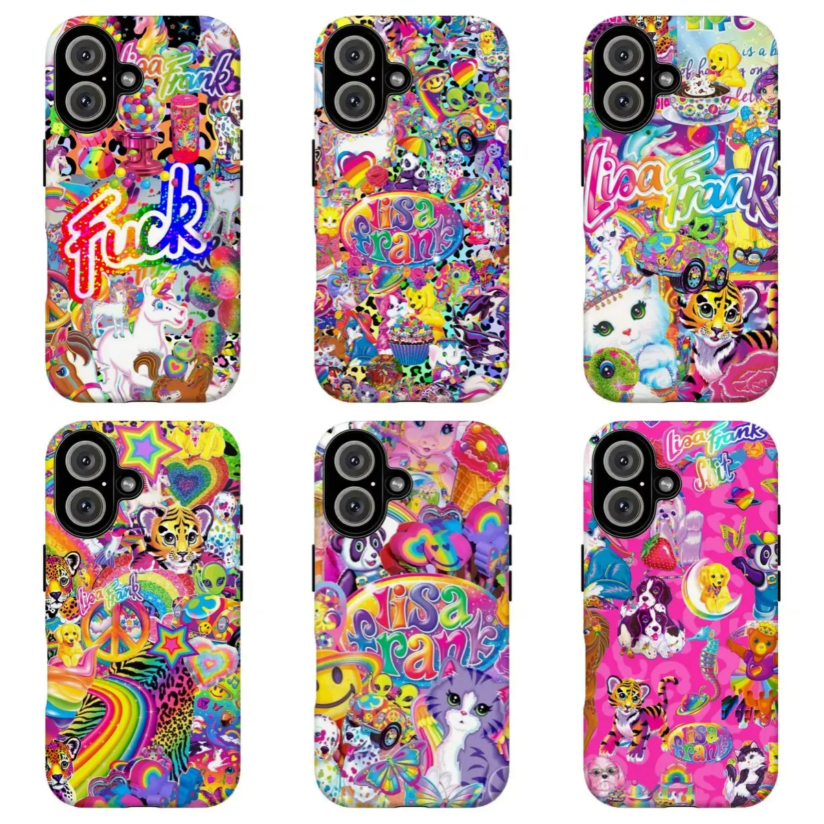 FL-Retro 90s L1saFrank Psychedelic Rainbow Phone Case,Y2K 90s Nostalgic Neon Colorful Animal Collage Hard Protective Cover For iPhone 17 Pro Max 16 15 14 13 12 11 8 7 Plus for Samsung S26 Ultra S25 24 23 22 21 Case-Perfect Holiday Gift for her/him/fans