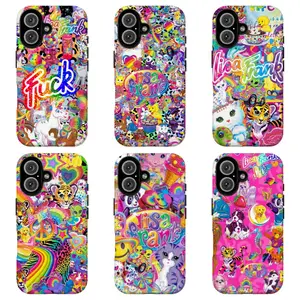 FL-Retro 90s L1saFrank Psychedelic Rainbow Phone Case,Y2K 90s Nostalgic Neon Colorful Animal Collage Hard Protective Cover For iPhone 17 Pro Max 16 15 14 13 12 11 8 7 Plus for Samsung S26 Ultra S25 24 23 22 21 Case-Perfect Holiday Gift for her/him/fans