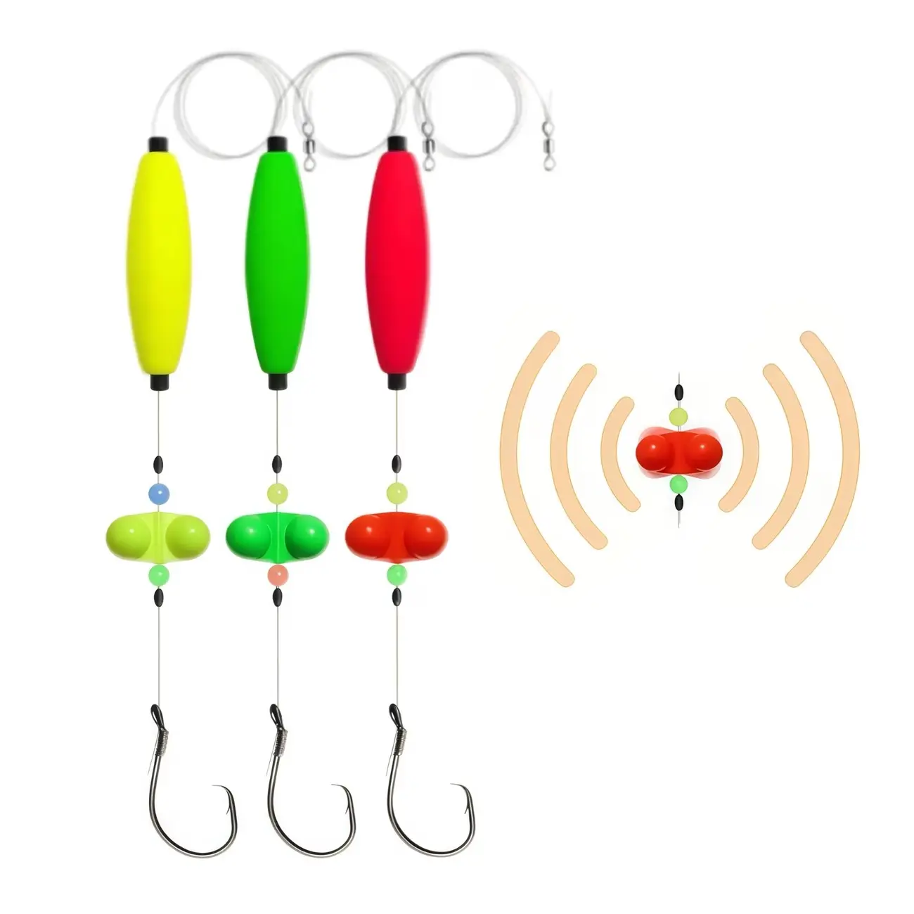 3pcs Catfish Float Rig Set, Pre-Tied Santee Rig with Peg Floats, Strong Circle Hooks 5/0 6/0 8/0, Heavy-Duty Catfishing Tackle, Fishing Equipment